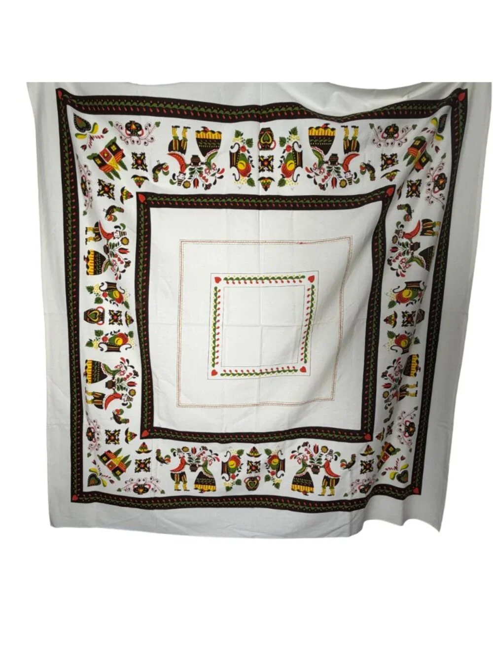 Vintage Folk Art Parisian Printes Tablecloth 52
